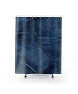 Dark Blue: Distressed Denim-Inspired Fabric Design - Shower Curtains - $60.02