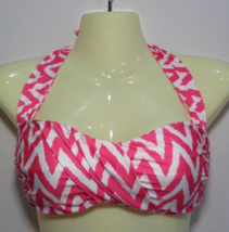 Antonio Melani Size Small Molded Soft Cups Warm Pink Chevron New Bikini Top - £54.60 GBP