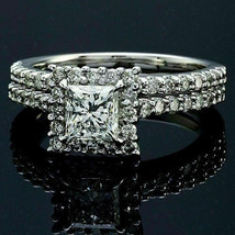 Bridal Ring Set 2.75Ct Princess Cut Moissanite White Gold Plated in Size 6.5 - $164.96