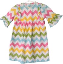 Southern Sunshine Kids Chevron Toddler Girls Dress Sz 2T Ruffle Bell Sle... - $14.24