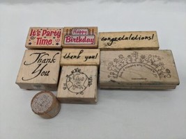 Lot Of (8) Wooden Happy Birthday And Other Toy Stamps - £18.98 GBP