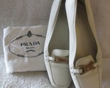Women&#39;s Prada Off White Pebble Leather Logo Slip On Flats with Prada Dus... - $222.75