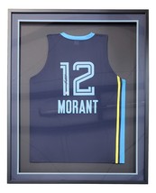 Ja Morant Signed Framed Custom Navy Blue Pro-Style Basketball Jersey BAS - £502.82 GBP