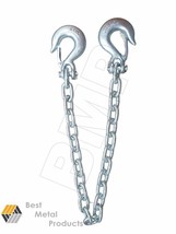 Tow Safety Chain 2´x 3/8&quot; W/ 2 Slip Hook Clip Trailer Heavy Duty Towing 173 - £32.11 GBP