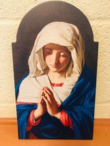 Virgin in Prayer 12" Arched Wood Plaque, New - £19.74 GBP