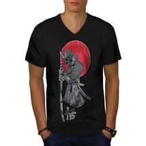 Japan Samurai Sun Shirt Warrior Men V-Neck T-shirt - £10.35 GBP