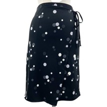 DKNY Womens Small Skirt Faux Wrap Black Gray Polka Dot White Career Classic - £17.71 GBP