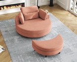 Comfy Corduroy Upholstery Round Sofa Leisure Armchair W/Adjustable Headr... - $1,074.99