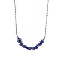 Gempires Lapis Lazuli Chips Bar Necklace, Nugget Uncut Stones 3-5 Mm, Throat Cha - £22.77 GBP