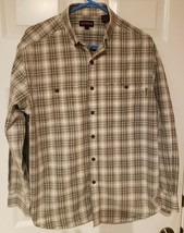 Wolverine Men Large Brown/White Plaid LS Collared Button Down Work Shirt - $15.52