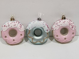 Christmas Pastel Pink Blue Sprinkle Donuts Plastic Tree Ornaments decor 3&quot; - £15.76 GBP