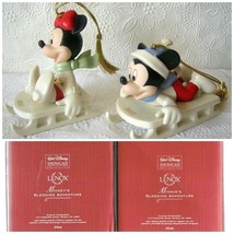 Lenox Disney Mickey &amp; Minnie&#39;s Sledding Adventure Ornaments Mouse Christmas NEW - £94.96 GBP