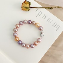 Big Natural Freshwater Pearl Bracelet Real 925 Sterling Silver Mixed color Jewel - £40.86 GBP