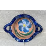 Talavera Mexican Art Pottery Small Basket Dish Salsa Bowl Blue Flower - £12.99 GBP