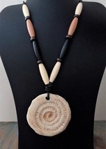  Seashell Fossil On Black/Gunmetal Capture Silversilk Chain With Bead Ac... - $25.00