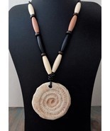  Seashell Fossil On Black/Gunmetal Capture Silversilk Chain With Bead Accent - $25.00