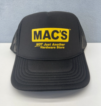 Mac's Hardware Black Trucker Hat Cap Mesh Snap Back Otto Collection One Size - $12.13