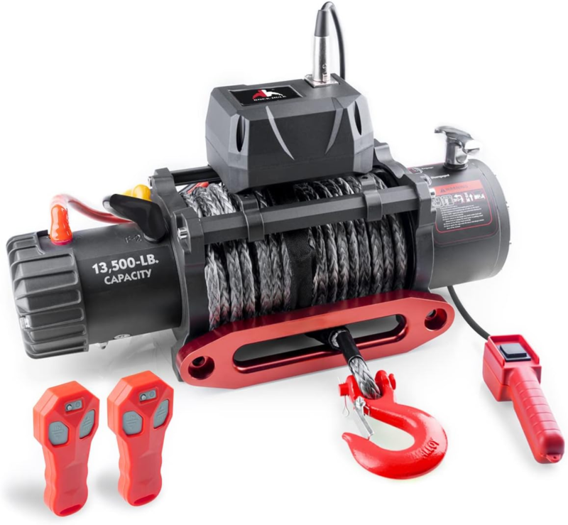 13500 Lb Waterproof Synthetic Black Rope Winch Load Capacity Electric Wi... - $505.37