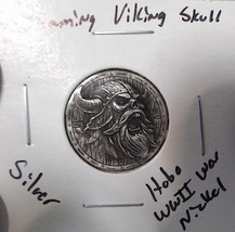 HOBO Screaming Viking Skull Norse Made From A REAL Silver Nickel SIGNED - €12,91 EUR
