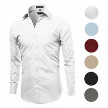 Men's Classic Fit Long Sleeve Wrinkle Resistant Button Down Premium Dress Shirt - $26.20
