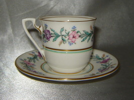Royal Worcester Bone China Elysian Floral Demitasse Cup &amp; Saucer Set (England) - £23.33 GBP
