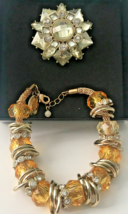 Vintage Avon Brooch &amp; Bracelet Gift Set Elegant Facet Cut Rhinestone New... - £15.07 GBP