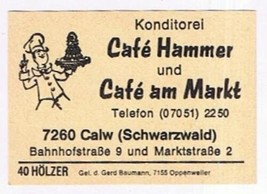 Matchbox Label Germany Cafe Hammer &amp; Cafe am Markt Schwarzwald - £0.76 GBP