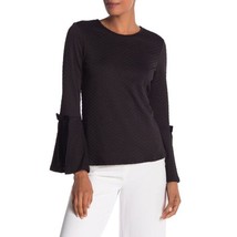 NWT Womens Size Small Nordstrom Cece Black Textured Bell Sleeve Tie Top - £21.92 GBP