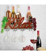 Wall Mounted Metal Relax 4 Glass and Bottle Holder Wine Cork Storage Rack - €14,30 EUR