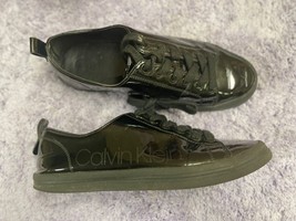 Calvin Klein MONETA Black Patent Leather Lace Up Shoes Womens Sneaker Si... - $24.75