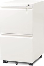 Commercial Vertical Cabinet, White, 2-Drawer Mobile File Cabinet With Lo... - £139.89 GBP