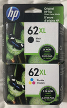 HP 62XL Black &amp; Color Combo Ink Cartridge F6U02BN - C2P05AN &amp; C2P07AN Exp 2025+ - £57.84 GBP