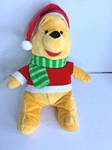 Disney Plush Stuffed Animal Toy Winnie The Pooh 18 in Tall In Santa hat  - £10.88 GBP