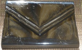VINTAGE LACQUER LEATHER BLACK FORMAL PURSE CLUTCH MAGNETIC SNAP RR - $12.00