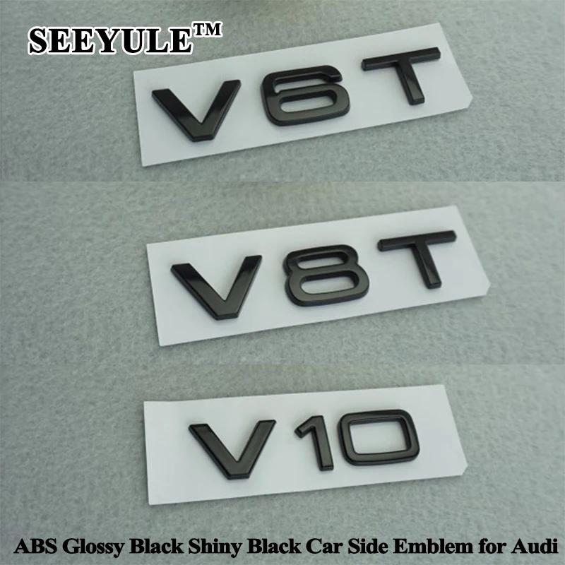 ABS Shiny Glossy Black Car Side Body Emblem V6T V8T V10 Accessories for  A6 A7 A - £56.86 GBP