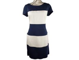 BANANA REPUBLIC Flattering Navy Creme Striped Casual Ponte Dress Women S... - £47.50 GBP