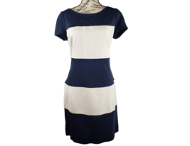 BANANA REPUBLIC Flattering Navy Creme Striped Casual Ponte Dress Women S... - £47.68 GBP