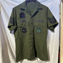 US Air Force Utility Shirt OG-507 Green Short Sleeve M Vintage Tech Sgt ... - £27.17 GBP