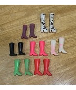 Vintage 1960’s BARBIE Doll Squishy BOOTS Lot Hot Pink Zebra Red Lace Up - $49.49