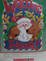 Santa's Welcome Plaque Vintage Plastic Canvas Embroidery Kit #9062 - $12.95