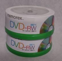 Memorex DVD-RW 2-25 Packs 4X / 4.7GB / 120 Min Rewritable Disc New Seale... - £31.93 GBP