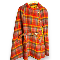 Vtg 1960s JEROLD Plaid Wool Belted Cape Coat  | VINTAGE - £147.09 GBP