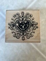 New Inkadinkado Wood Mounted Rubber Stamp Heart Jeweled Design 99036K - $16.82