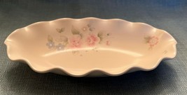 Pfaltzgraff- Tea Rose Scalloped Rim Relish DISH/ Bowl 8 &quot; Ivory/Pink Floral Vguc - £5.57 GBP