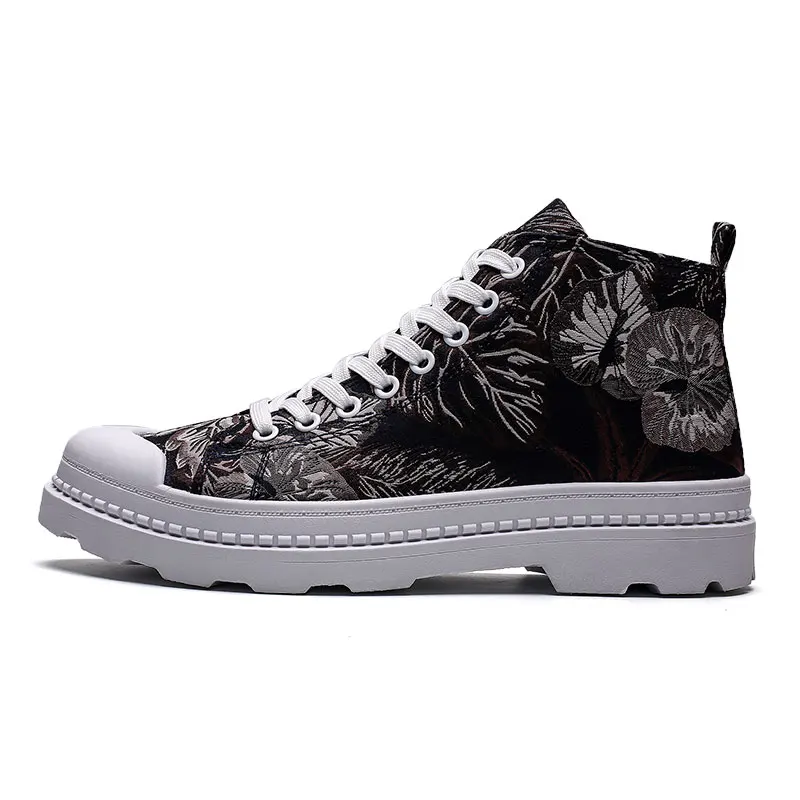 2024 New Fashion High Top  Embroid Canvas Shoes Men Casual Men Flats Basket  Up  - £214.86 GBP