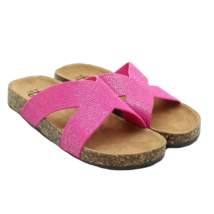 Bobbi Brooks Girls Pink Sparkle Slides Slip-on Footbed Retro Sandals - $15.99