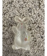 Glass Bunny Rabbit Holding Flowers - £12.47 GBP