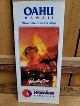 1996 OAHU HAWAII Illustrated Pocket Map Compliments of HAWAIIAN Airlines - $14.14