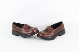 Dansko Womens EU 37 US 7 Distressed Tooled Leather Chunky Platform Mules... - £46.67 GBP