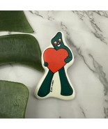 Vintage Gumby Art Clokey Ceramic Fridge Magnet Heart Love Pottery - $24.74